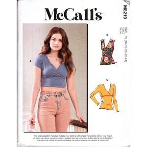 McCall's M8219 Misses 16 to 24 Knit Surplice Top Uncut Sewing Pattern